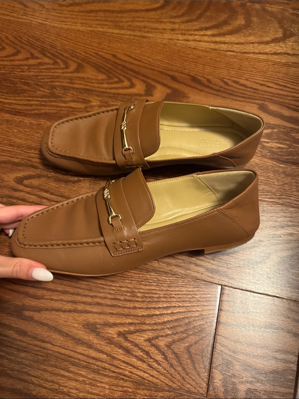 Michael Kors women’s Cognac Leather Bit Loafers